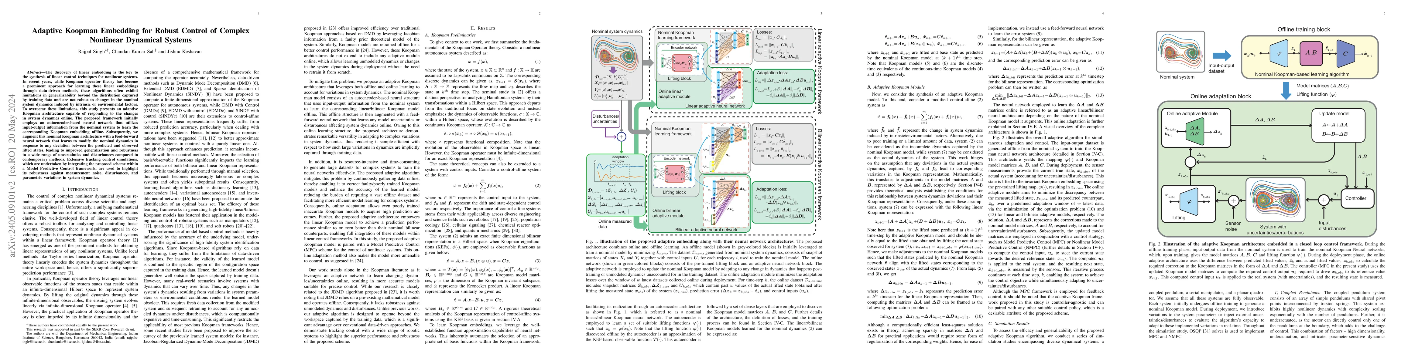 Thumbnail for Adaptive Koopman Embedding for Robust Control of Complex Nonlinear
  Dynamical Systems