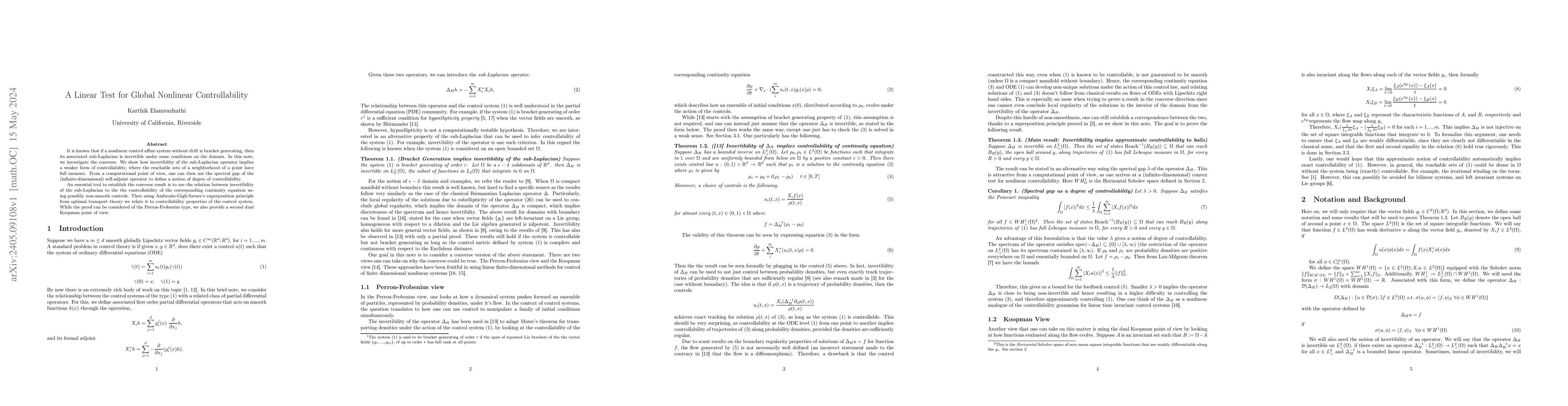 Thumbnail for A Linear Test for Global Nonlinear Controllability