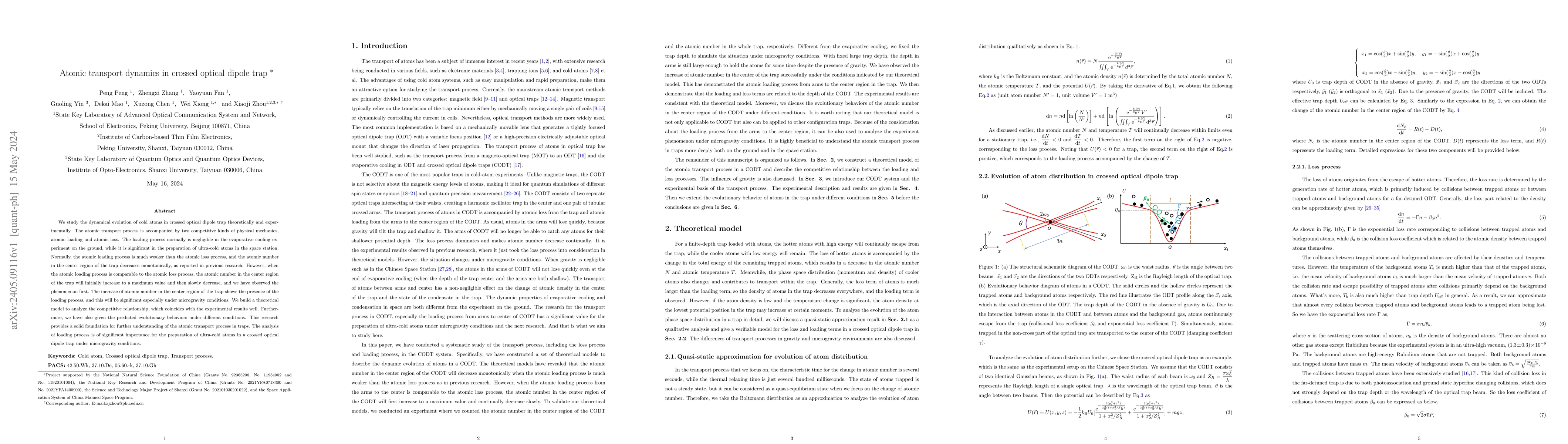 Thumbnail for Atomic transport dynamics in crossed optical dipole trap