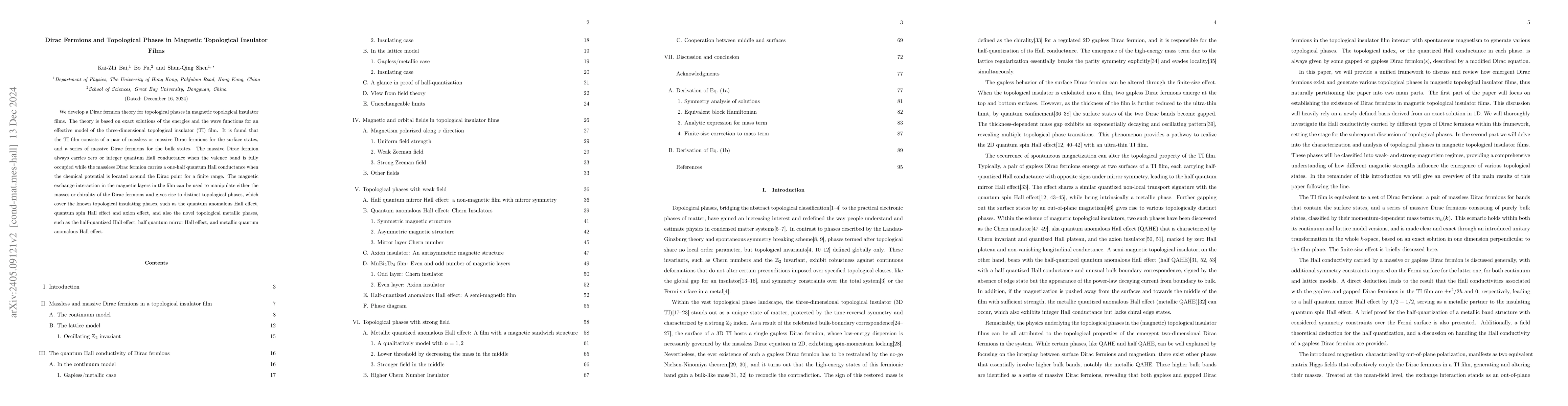 Thumbnail for Dirac Fermions and Topological Phases in Magnetic Topological Insulator
  Films