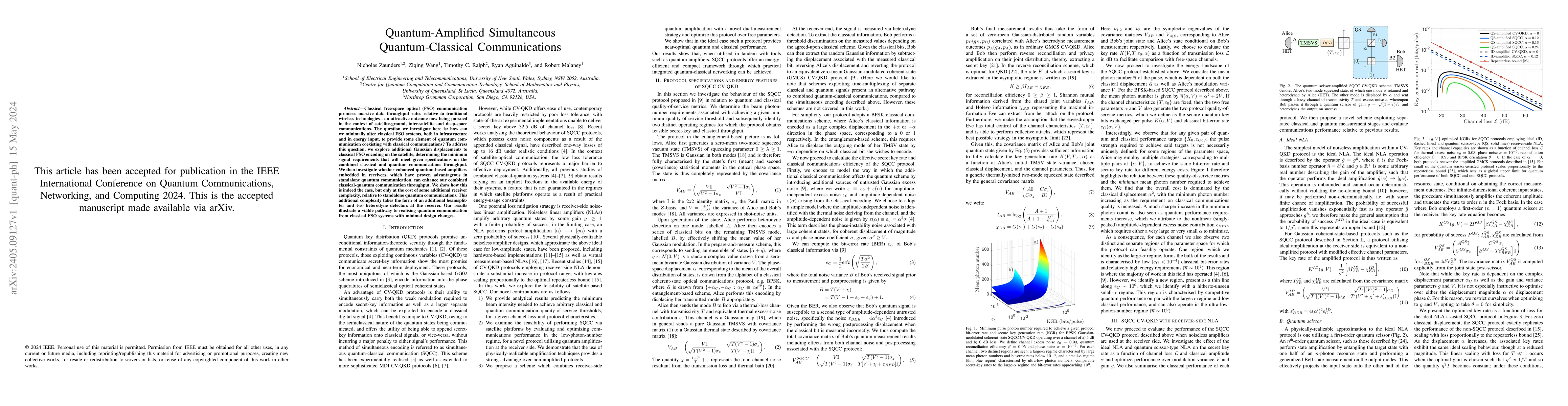 Thumbnail for Quantum-Amplified Simultaneous Quantum-Classical Communications