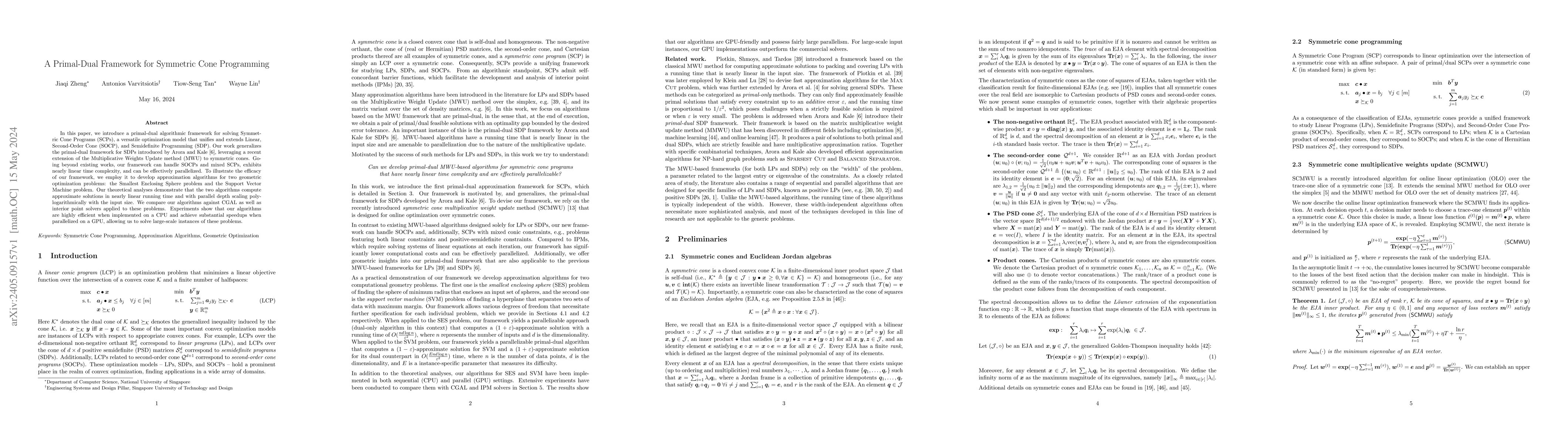 Thumbnail for A Primal-Dual Framework for Symmetric Cone Programming