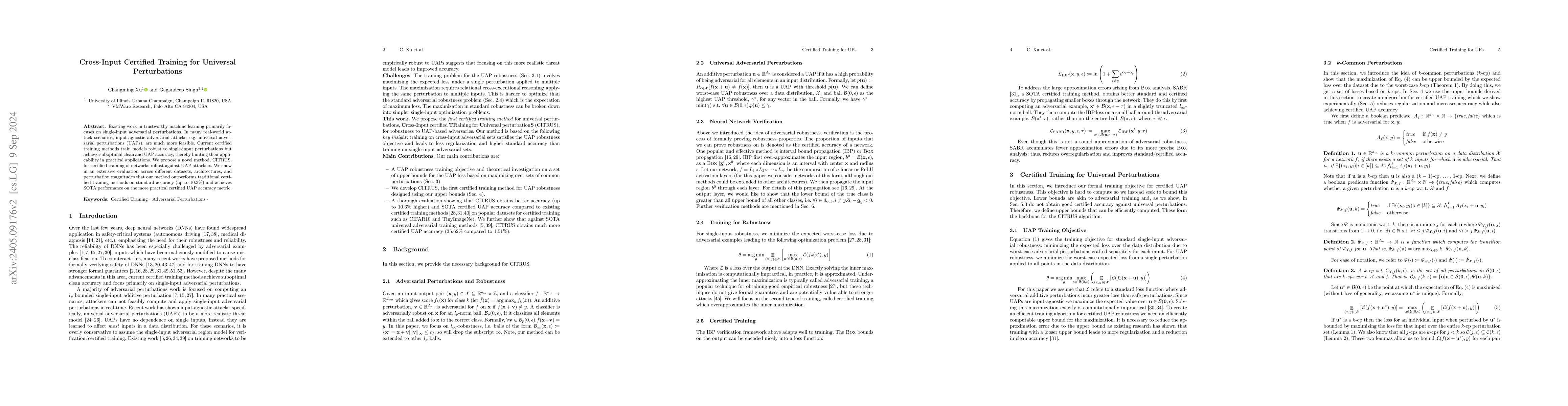 Thumbnail for Cross-Input Certified Training for Universal Perturbations
