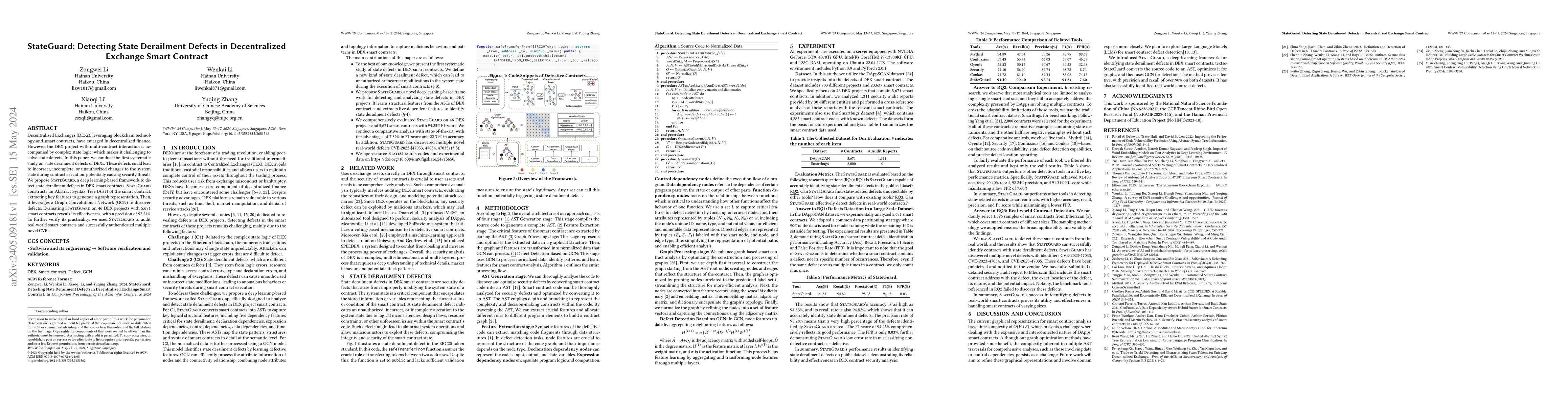 Thumbnail for StateGuard: Detecting State Derailment Defects in Decentralized Exchange
  Smart Contract