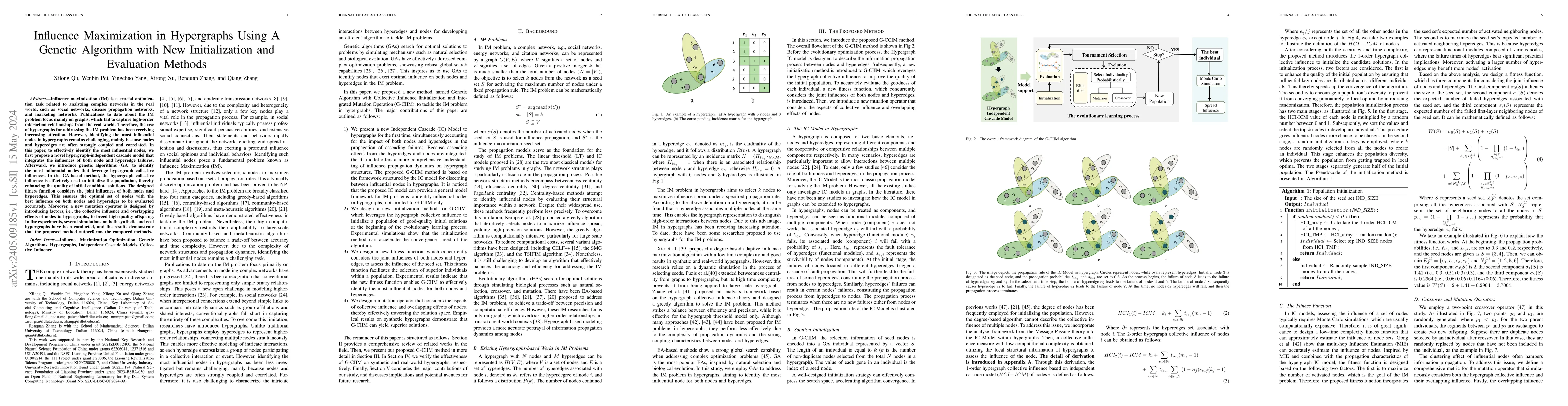 Thumbnail for Influence Maximization in Hypergraphs Using A Genetic Algorithm with New
  Initialization and Evaluation Methods