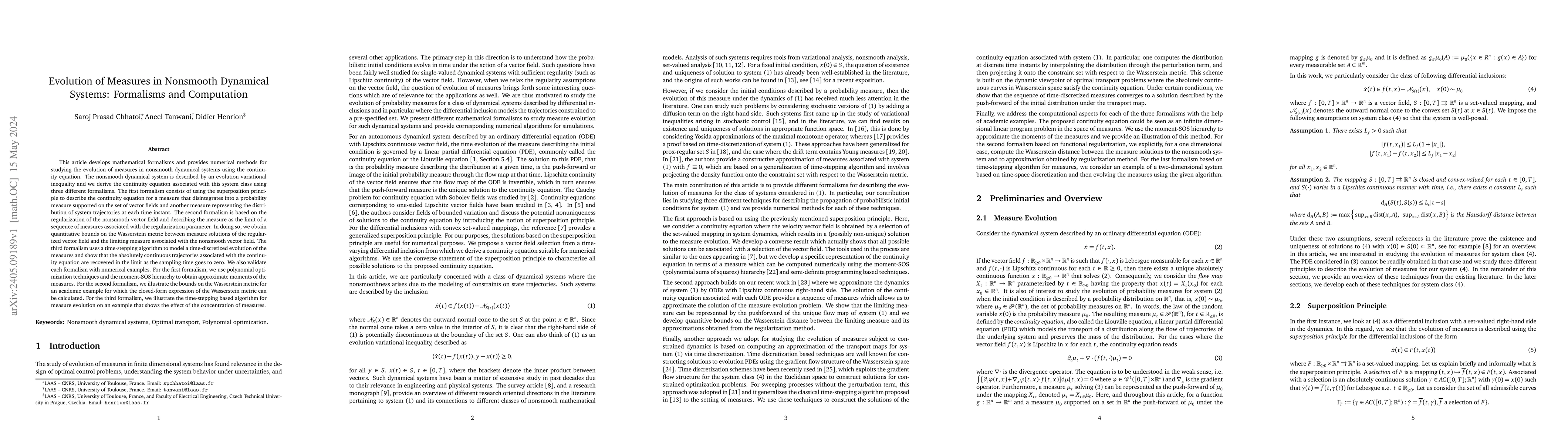 Thumbnail for Evolution of Measures in Nonsmooth Dynamical Systems: Formalisms and
  Computation