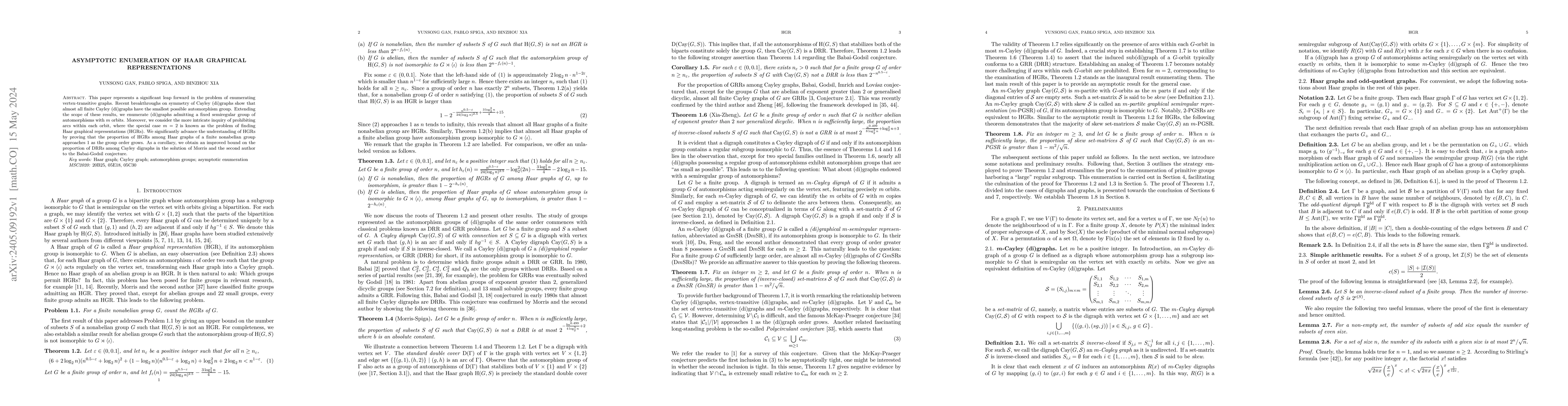Thumbnail for Asymptotic enumeration of Haar graphical representations