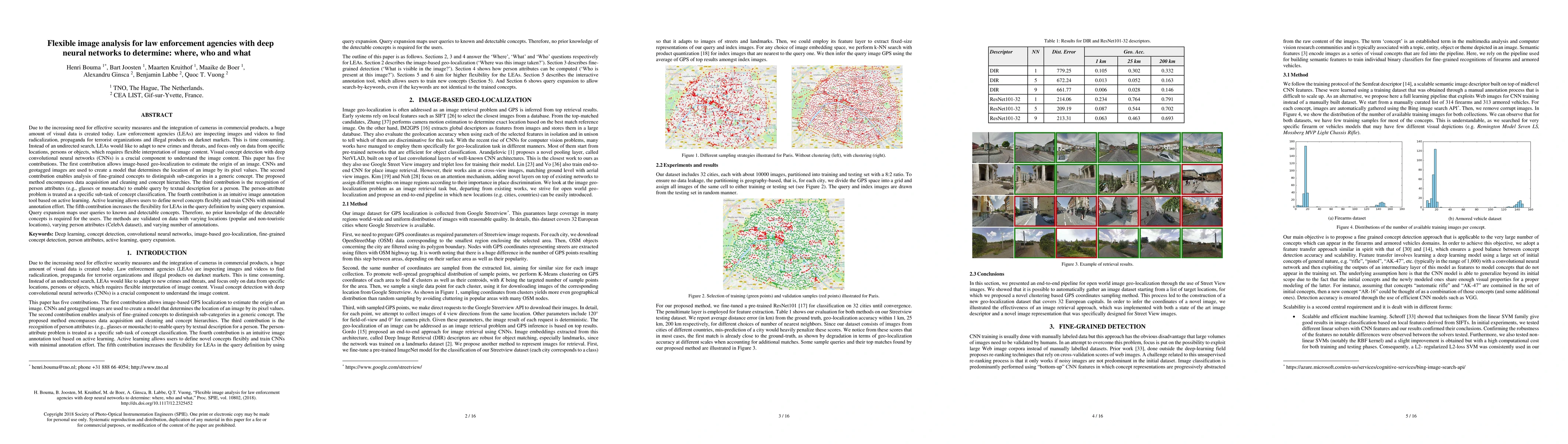 Thumbnail for Flexible image analysis for law enforcement agencies with deep neural
  networks to determine: where, who and what