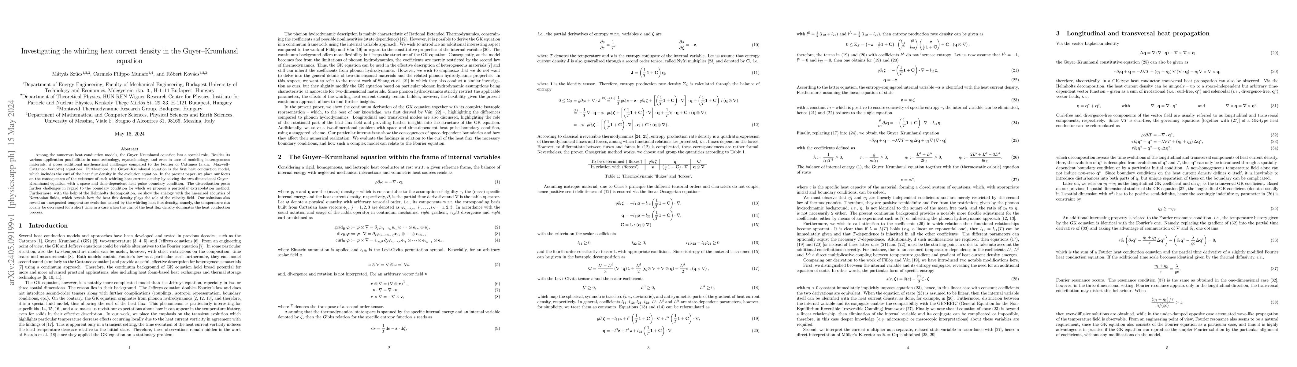 Thumbnail for Investigating the whirling heat current density in the Guyer--Krumhansl
  equation