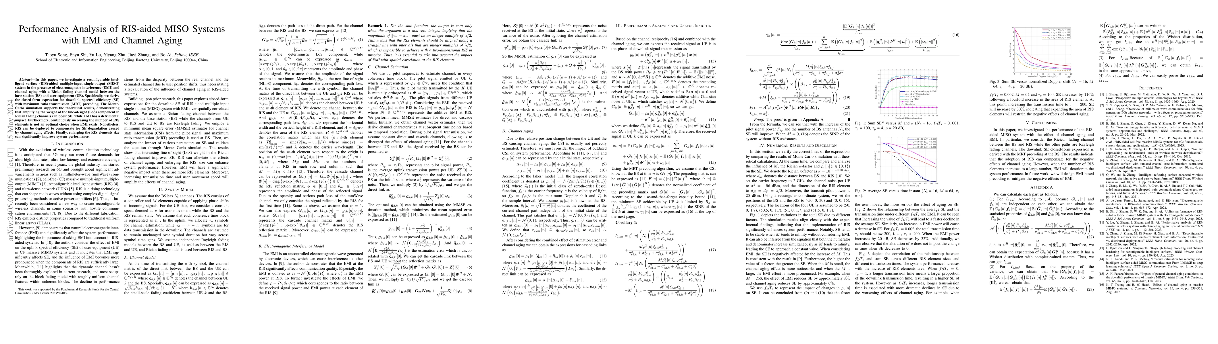Thumbnail for Performance Analysis of RIS-aided MISO Systems with EMI and Channel
  Aging