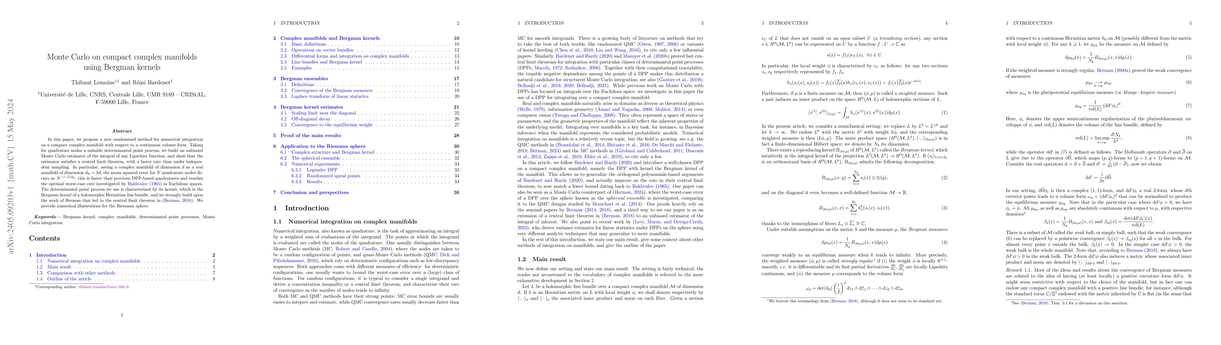 Thumbnail for Monte Carlo methods on compact complex manifolds using Bergman kernels