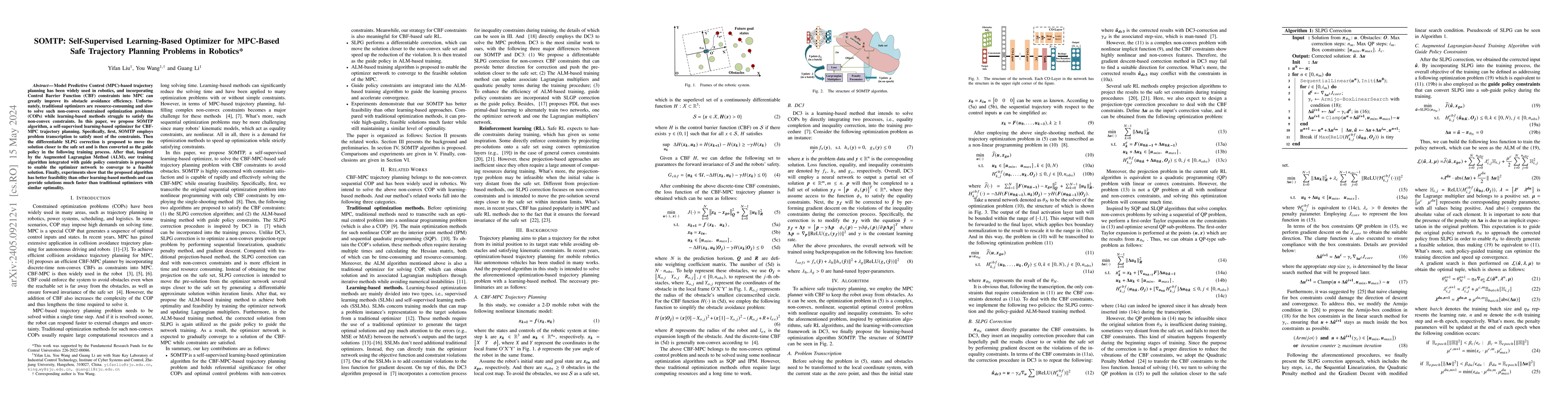 Thumbnail for SOMTP: Self-Supervised Learning-Based Optimizer for MPC-Based Safe
  Trajectory Planning Problems in Robotics