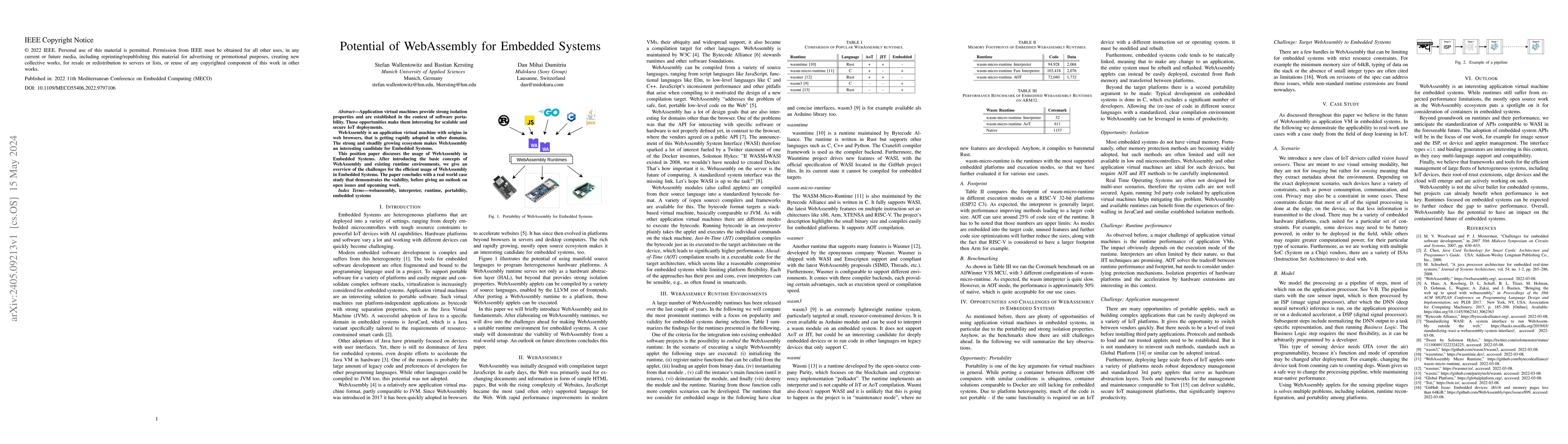 Thumbnail for Potential of WebAssembly for Embedded Systems