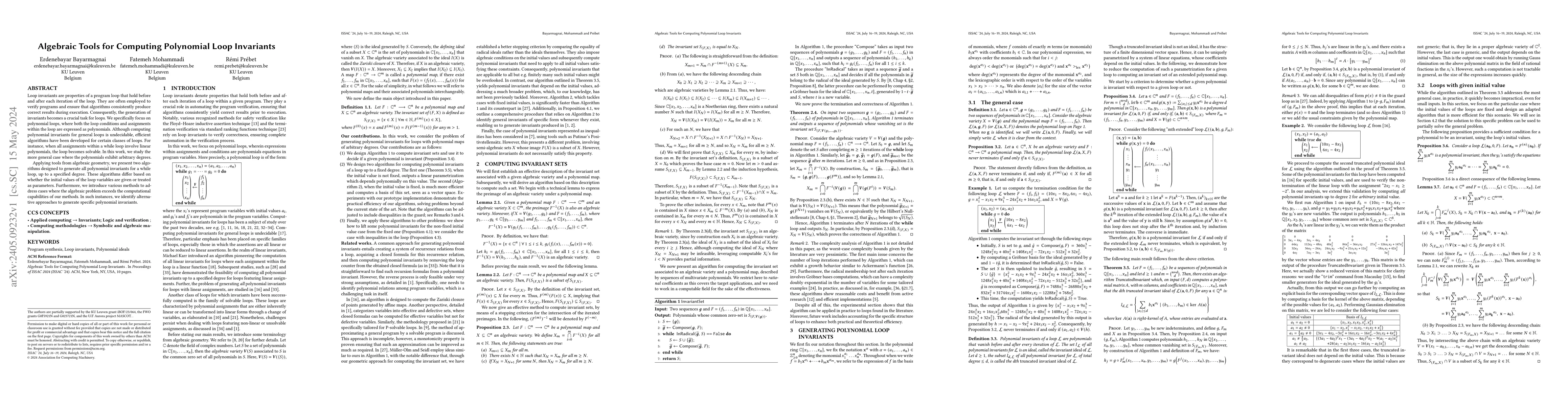 Thumbnail for Algebraic Tools for Computing Polynomial Loop Invariants