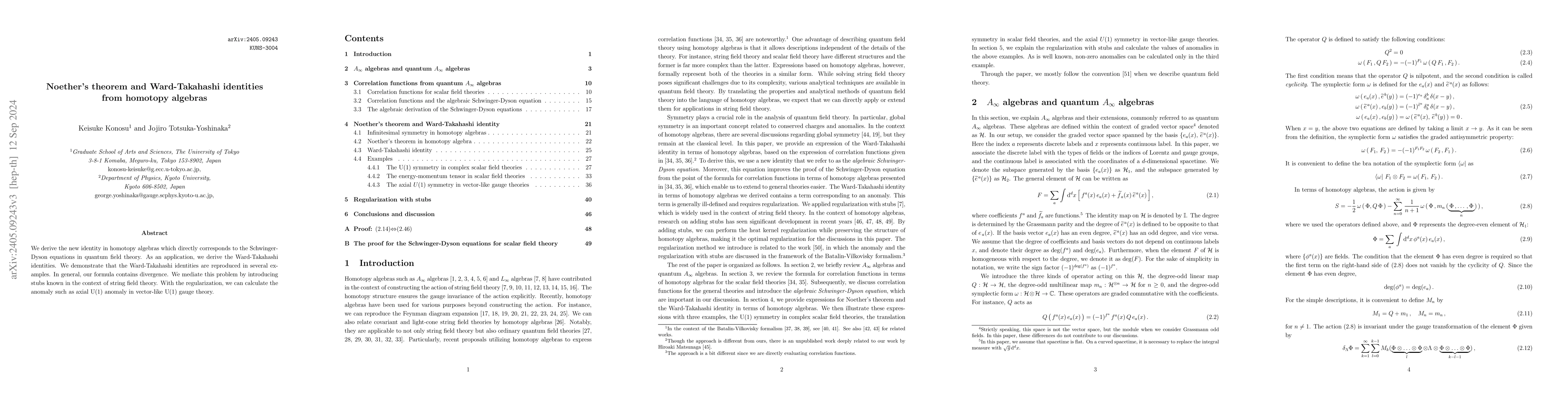 Thumbnail for Noether's theorem and Ward-Takahashi identities from homotopy algebras