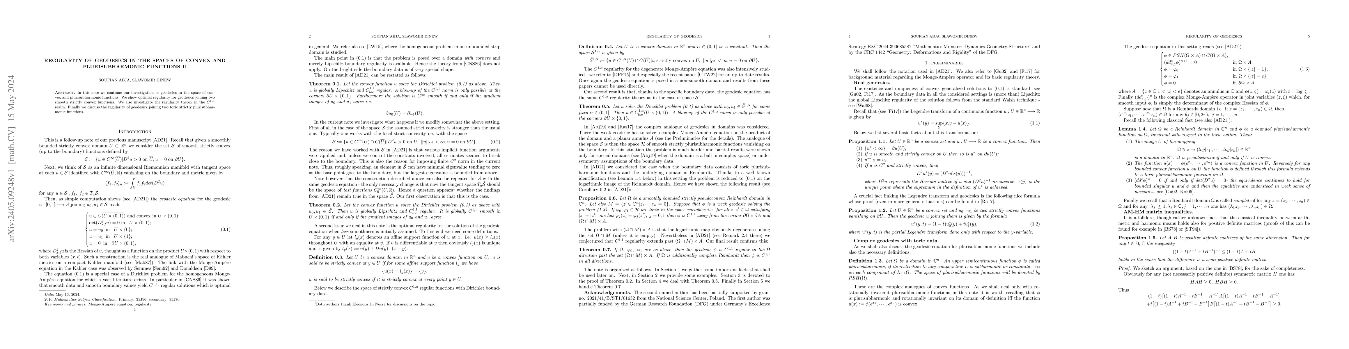 Thumbnail for Regularity of geodesics in the spaces of convex and plurisubharmonic
  functions II