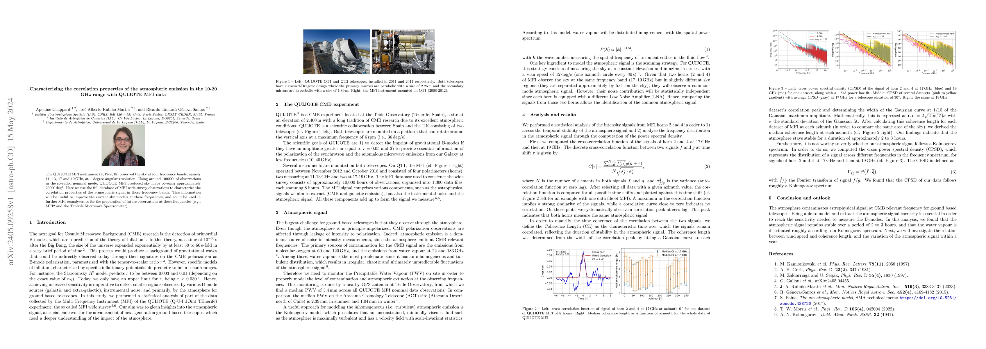 Thumbnail for Characterizing the correlation properties of the atmospheric emission in
  the 10-20 GHz range with QUIJOTE MFI data
