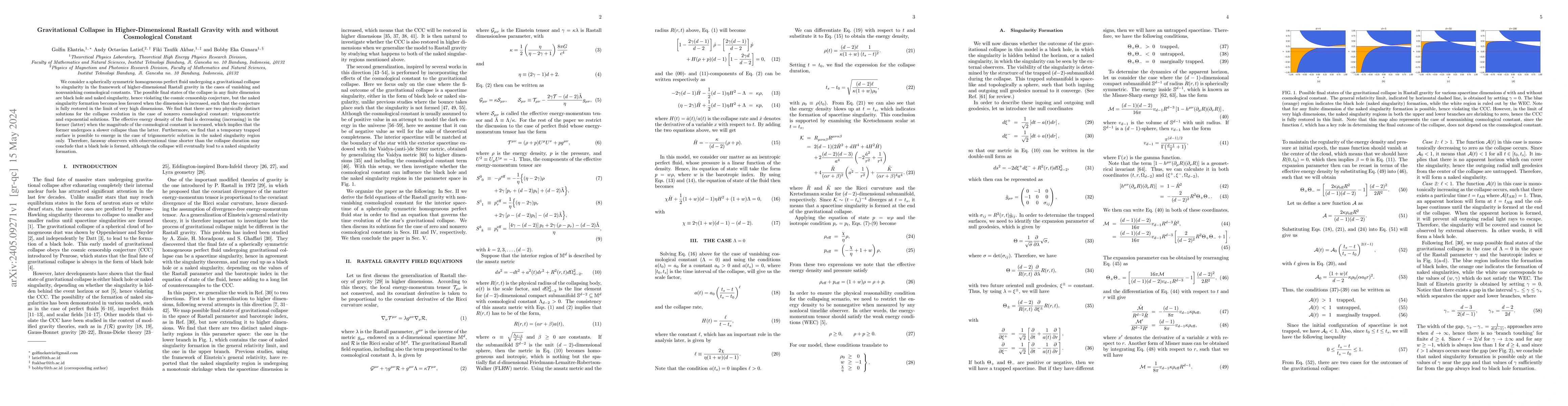 Thumbnail for Gravitational Collapse in Higher-Dimensional Rastall Gravity with and
  without Cosmological Constant