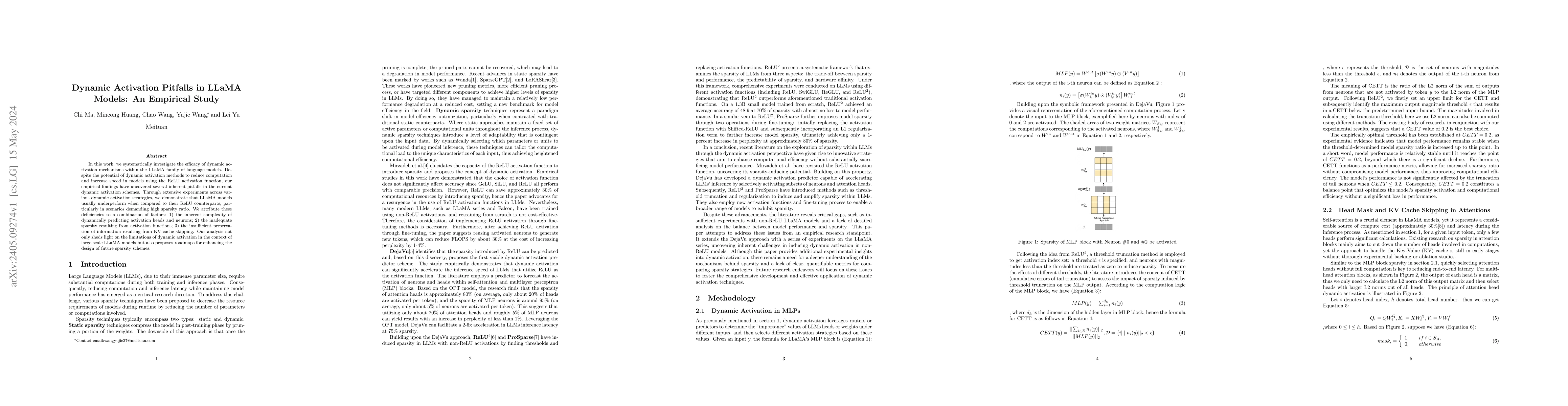 Thumbnail for Dynamic Activation Pitfalls in LLaMA Models: An Empirical Study