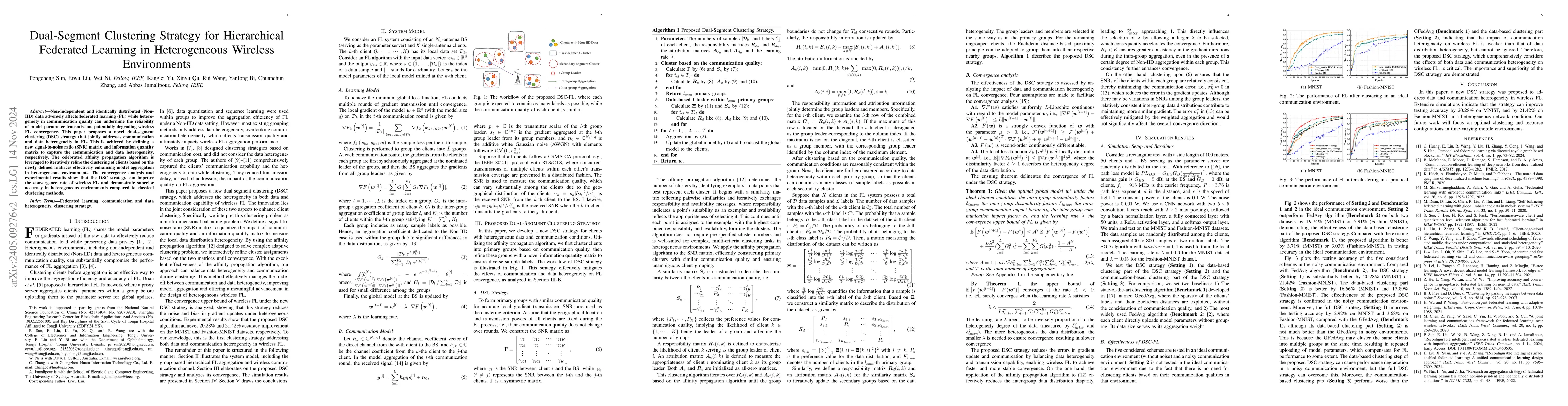 Thumbnail for Dual-Segment Clustering Strategy for Federated Learning in Heterogeneous
  Environments