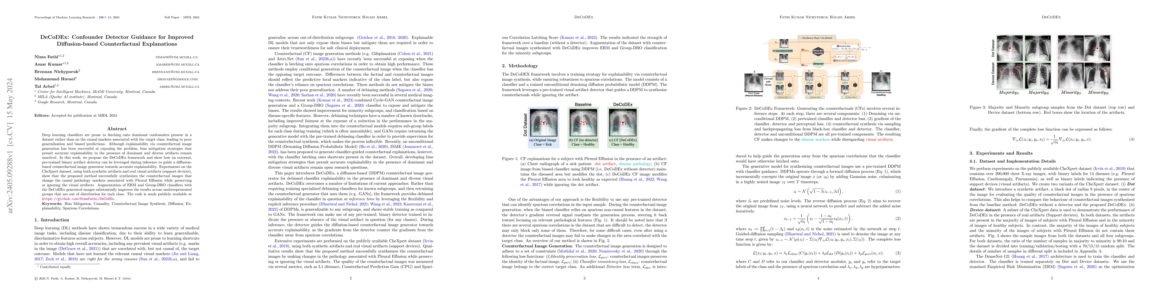 Thumbnail for DeCoDEx: Confounder Detector Guidance for Improved Diffusion-based
  Counterfactual Explanations
