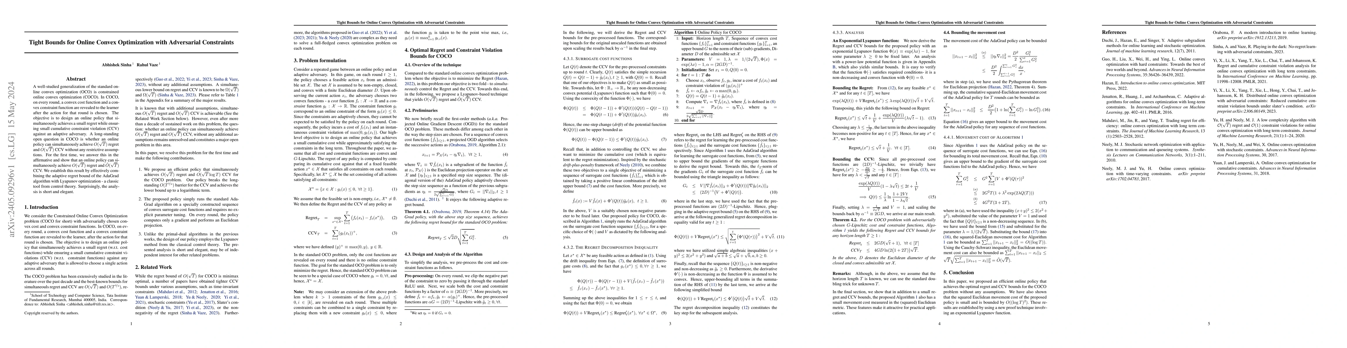 Thumbnail for Tight Bounds for Online Convex Optimization with Adversarial Constraints