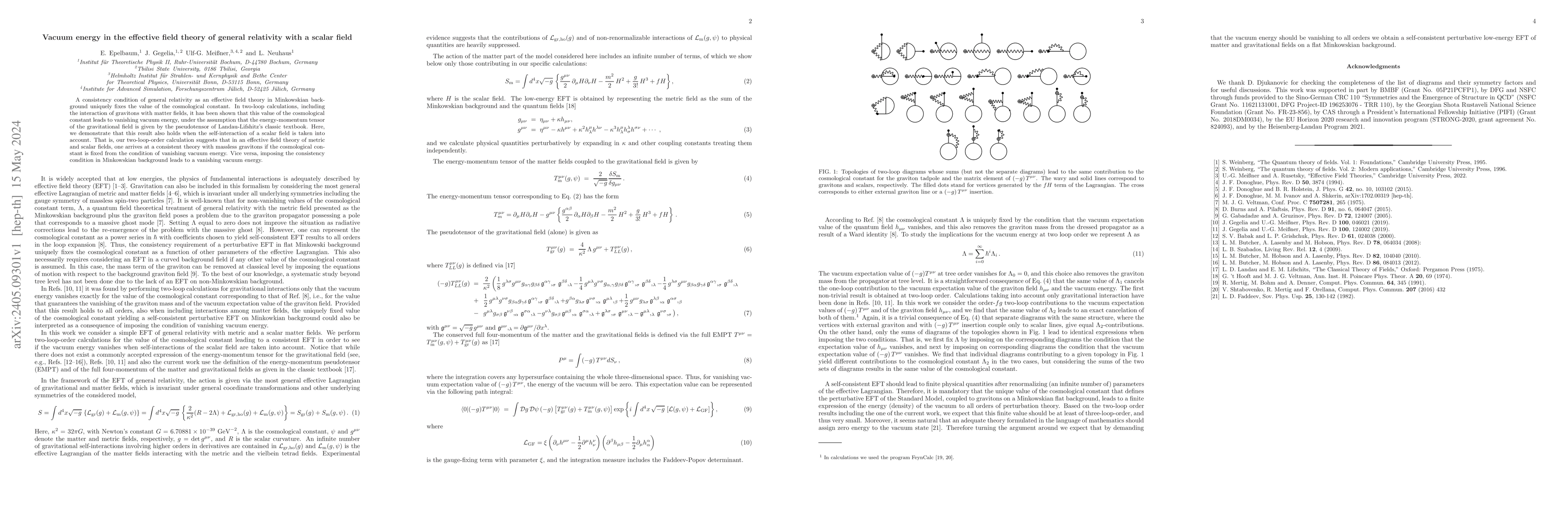 Thumbnail for Vacuum energy in the effective field theory of general relativity with a
  scalar field
