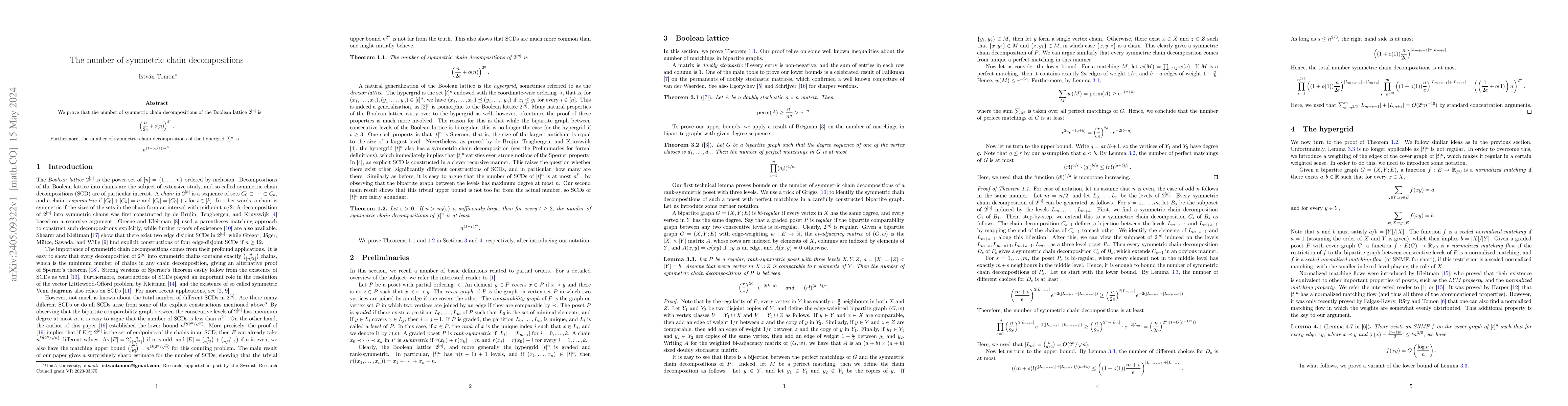 Thumbnail for The number of symmetric chain decompositions