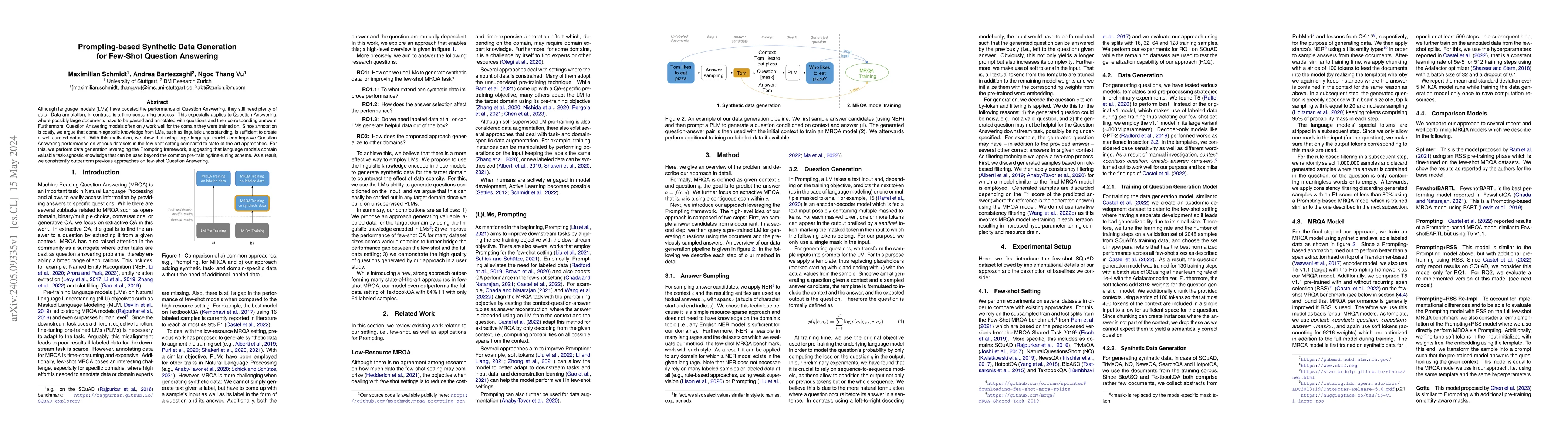 Thumbnail for Prompting-based Synthetic Data Generation for Few-Shot Question
  Answering