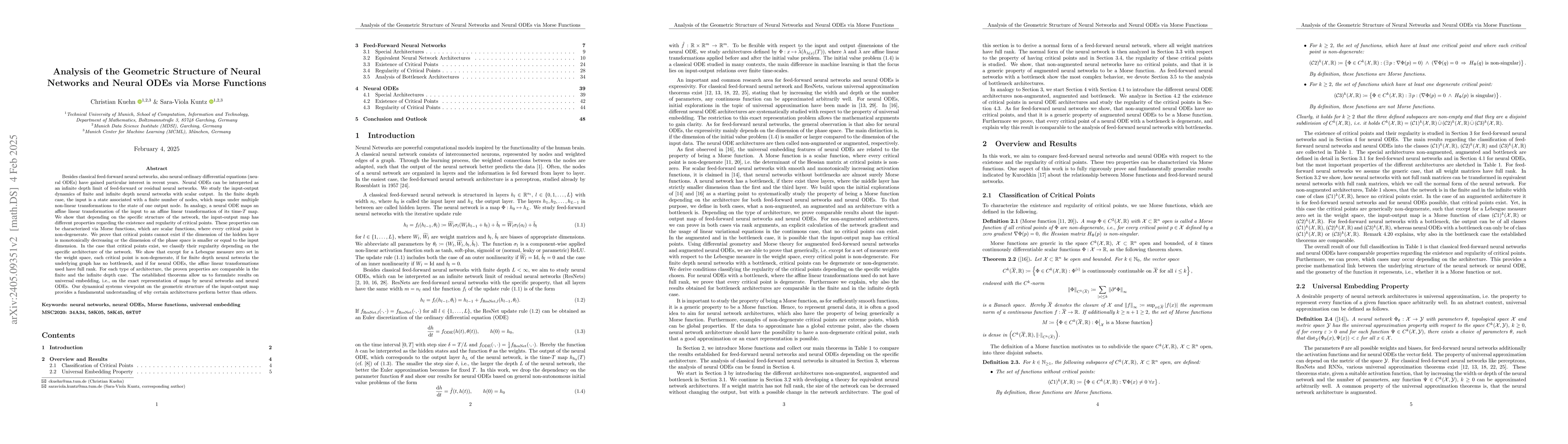 Thumbnail for Analysis of the Geometric Structure of Neural Networks and Neural ODEs
  via Morse Functions