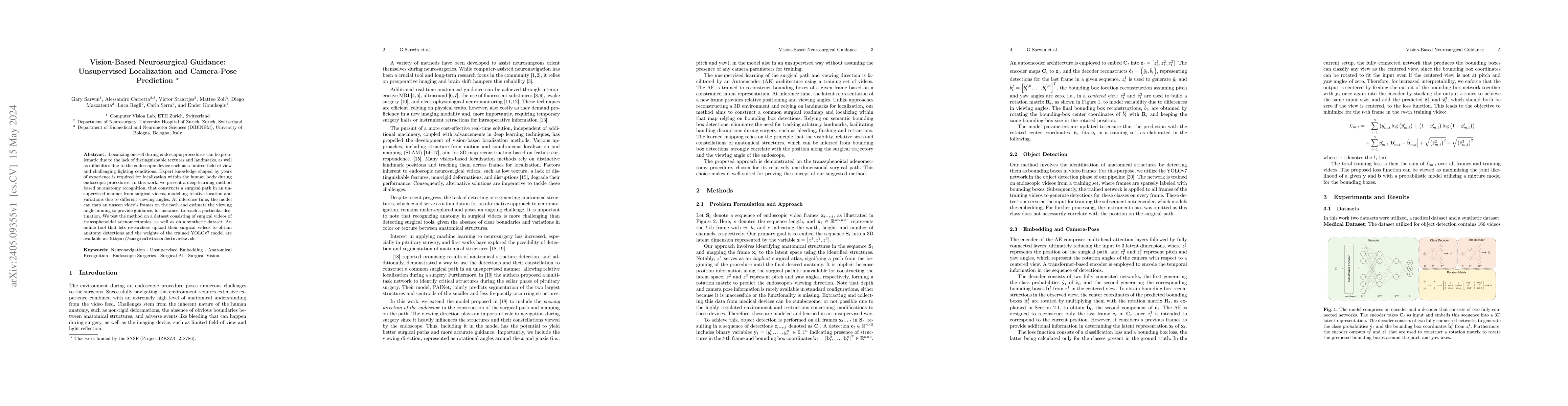 Thumbnail for Vision-Based Neurosurgical Guidance: Unsupervised Localization and
  Camera-Pose Prediction