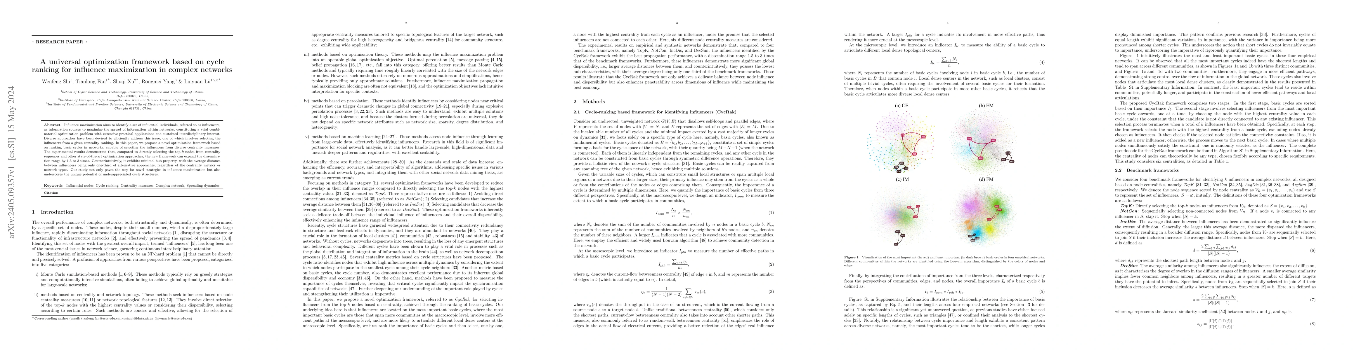 Thumbnail for A universal optimization framework based on cycle ranking for influence
  maximization in complex networks