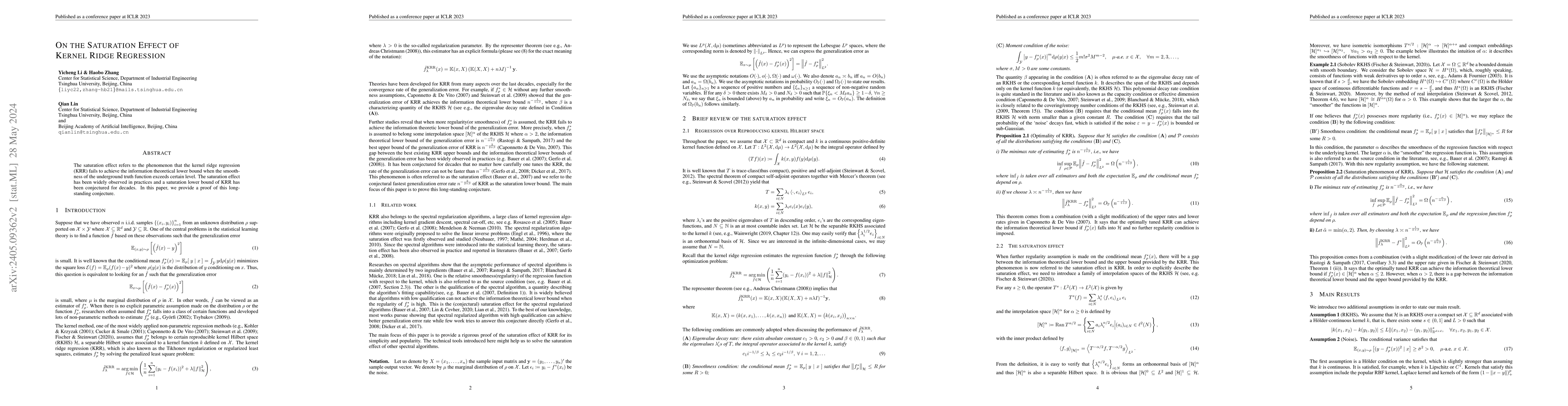 Thumbnail for On the Saturation Effect of Kernel Ridge Regression