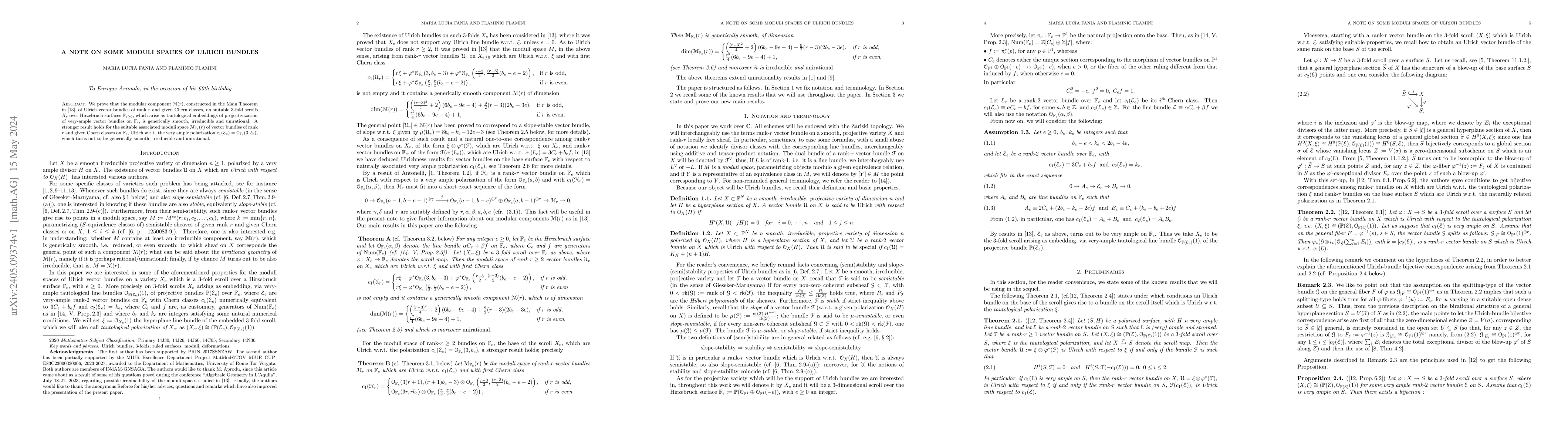 Thumbnail for A note on some moduli spaces of Ulrich Bundles