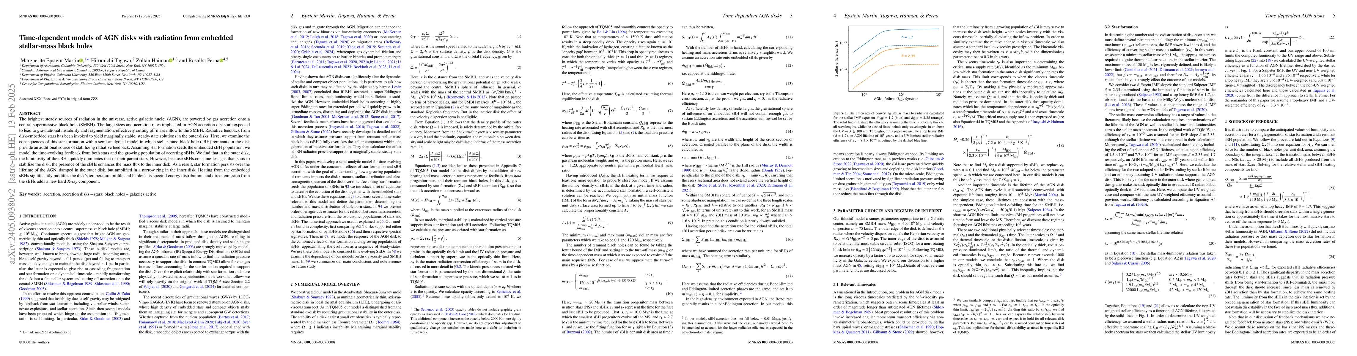 Thumbnail for Time-dependent models of AGN disks with radiation from embedded
  stellar-mass black holes