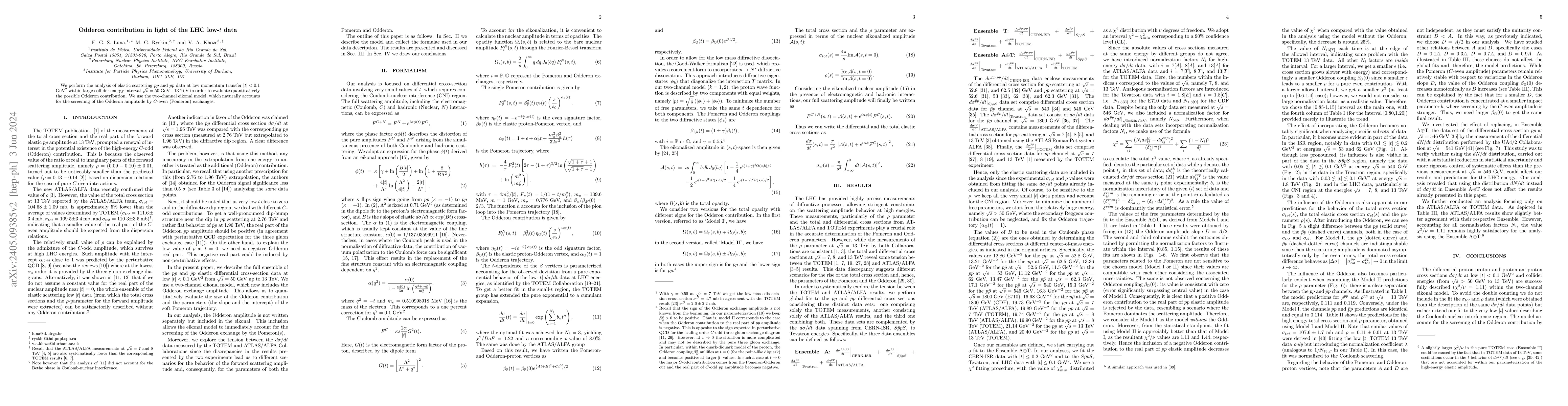 Thumbnail for Odderon contribution in light of the LHC low-$t$ data