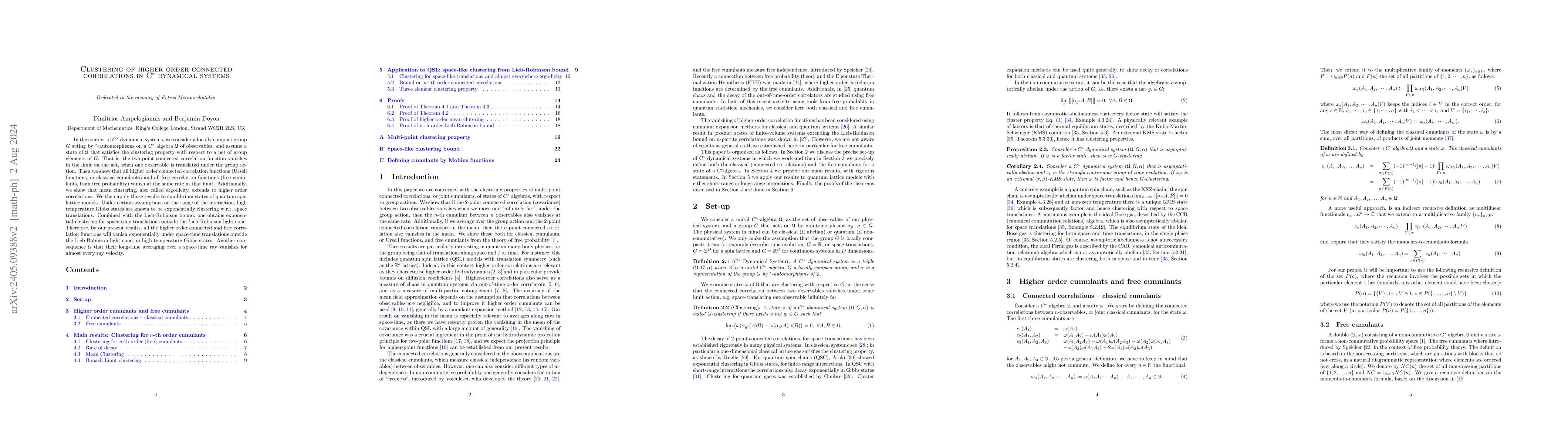 Thumbnail for Clustering of higher order connected correlations in C$^*$ dynamical
  systems