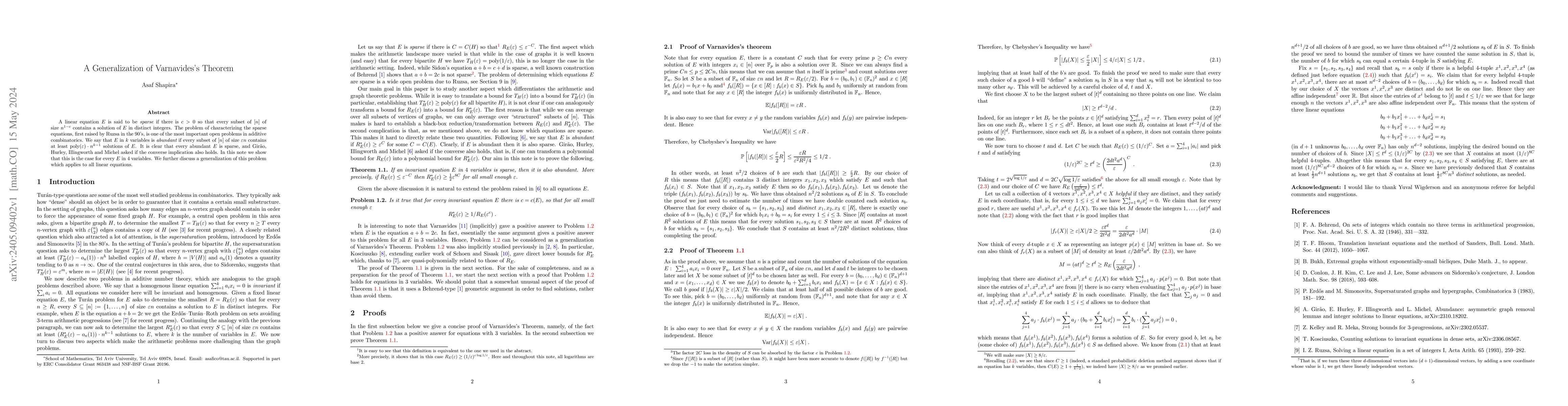 Thumbnail for A Generalization of Varnavides's Theorem