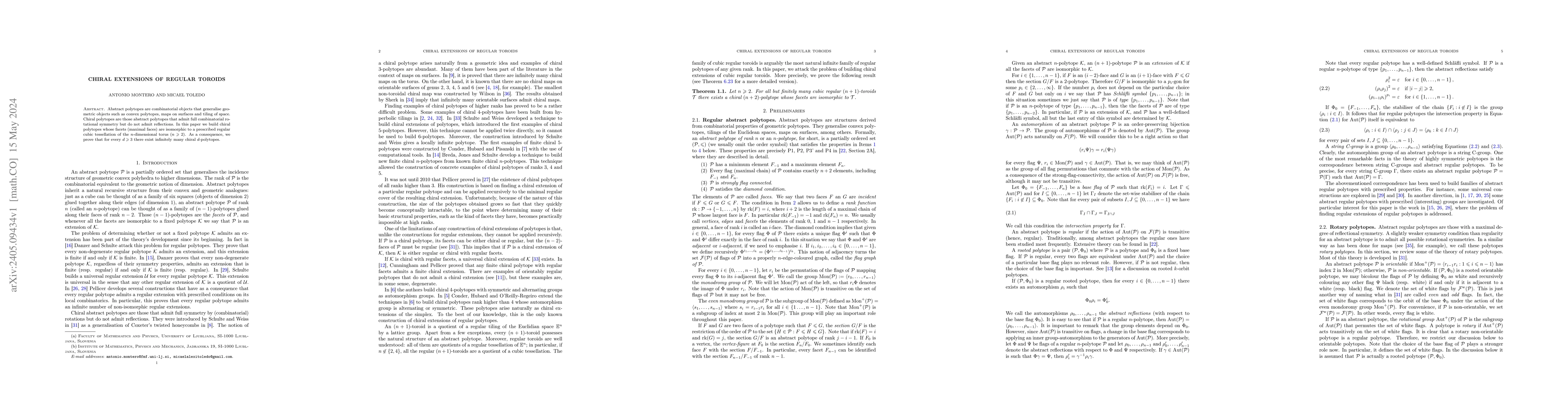 Thumbnail for Chiral extensions of regular toroids