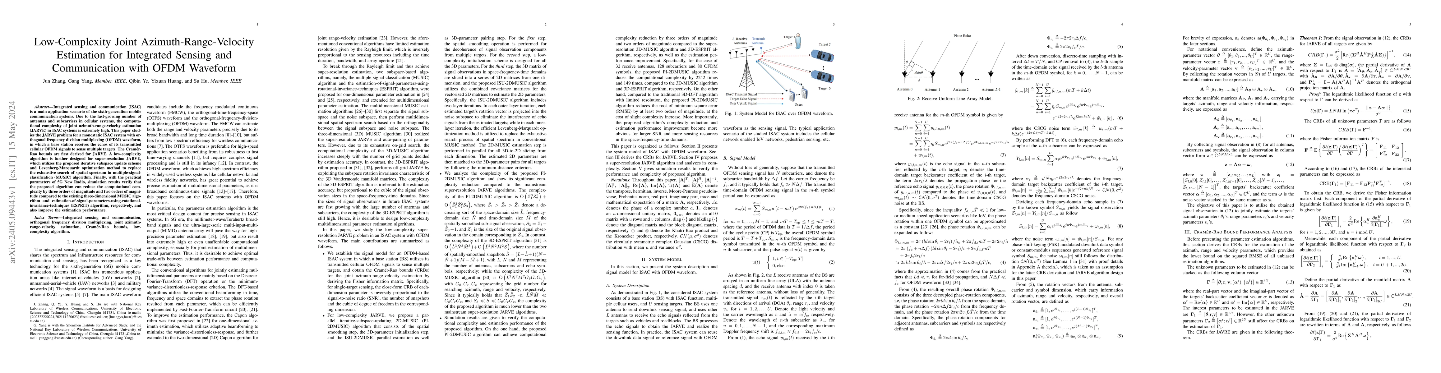 Thumbnail for Low-Complexity Joint Azimuth-Range-Velocity Estimation for Integrated
  Sensing and Communication with OFDM Waveform