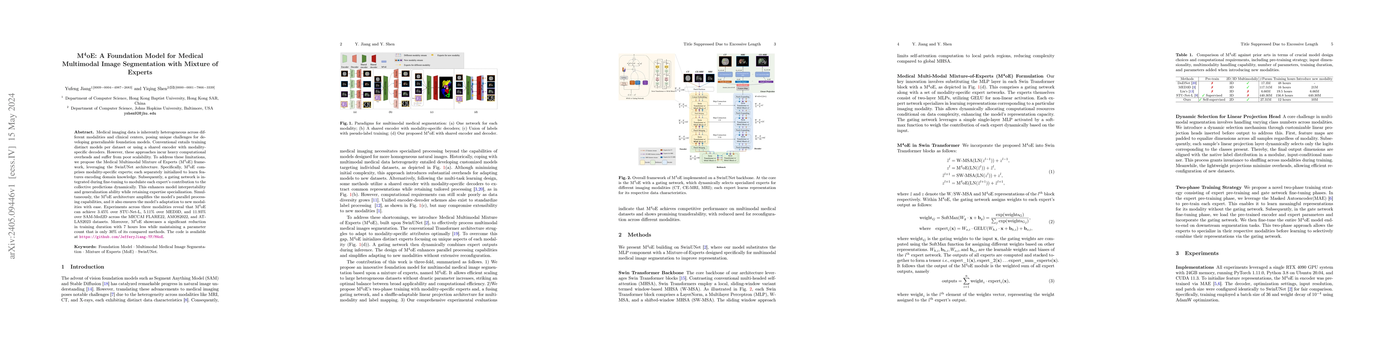 Thumbnail for M$^4$oE: A Foundation Model for Medical Multimodal Image Segmentation
  with Mixture of Experts
