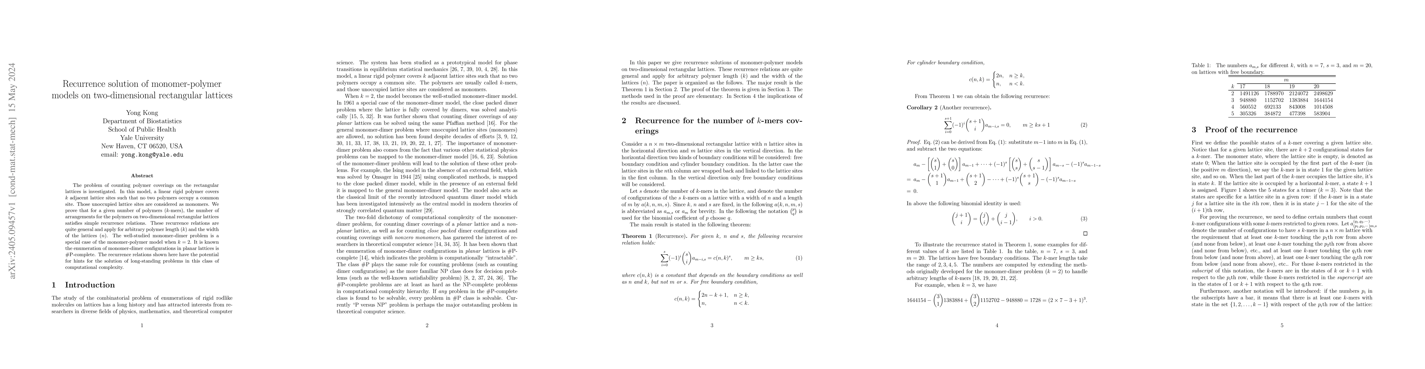 Thumbnail for Recurrence solution of monomer-polymer models on two-dimensional
  rectangular lattices