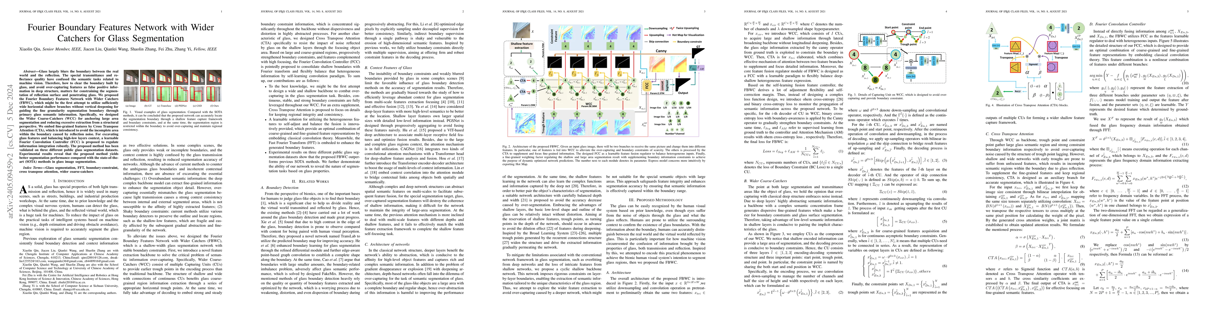 Thumbnail for Fourier Boundary Features Network with Wider Catchers for Glass
  Segmentation