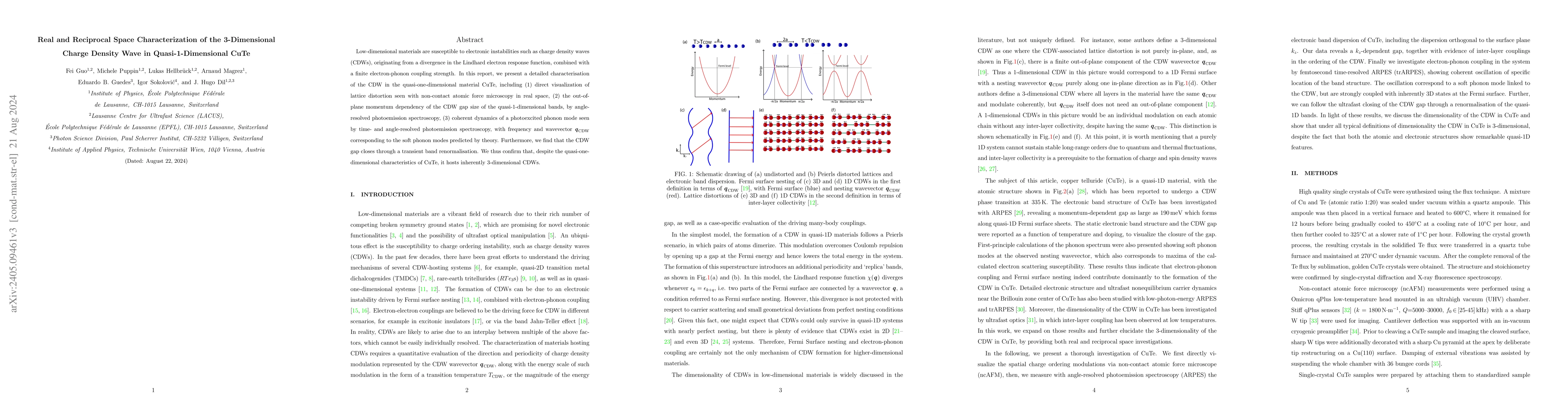 Thumbnail for Real and Reciprocal Space Characterization of the 3-Dimensional Charge
  Density Wave in Quasi-1-Dimensional CuTe