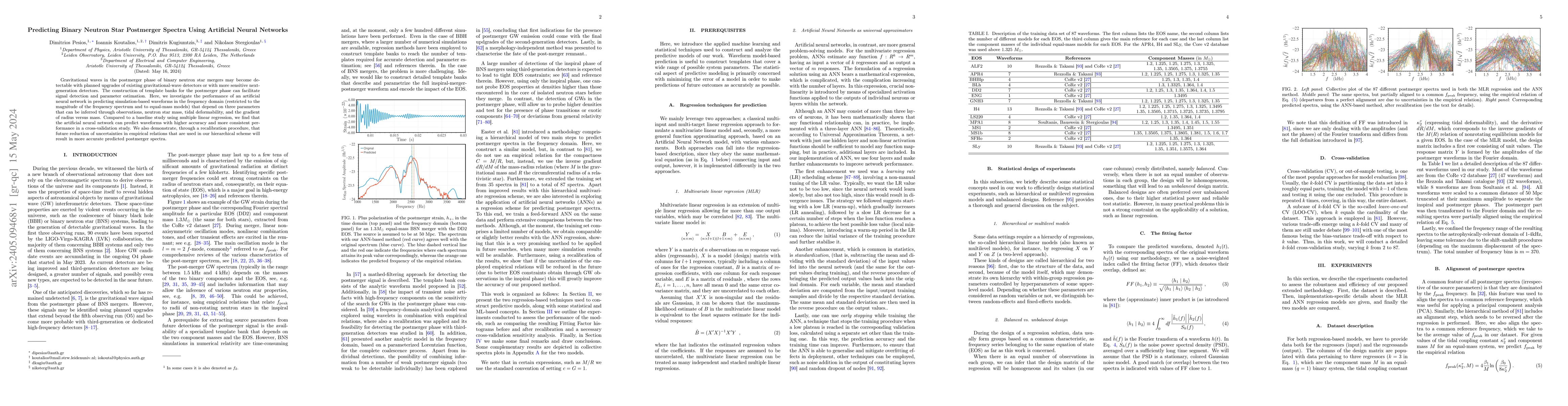 Thumbnail for Predicting Binary Neutron Star Postmerger Spectra Using Artificial
  Neural Networks
