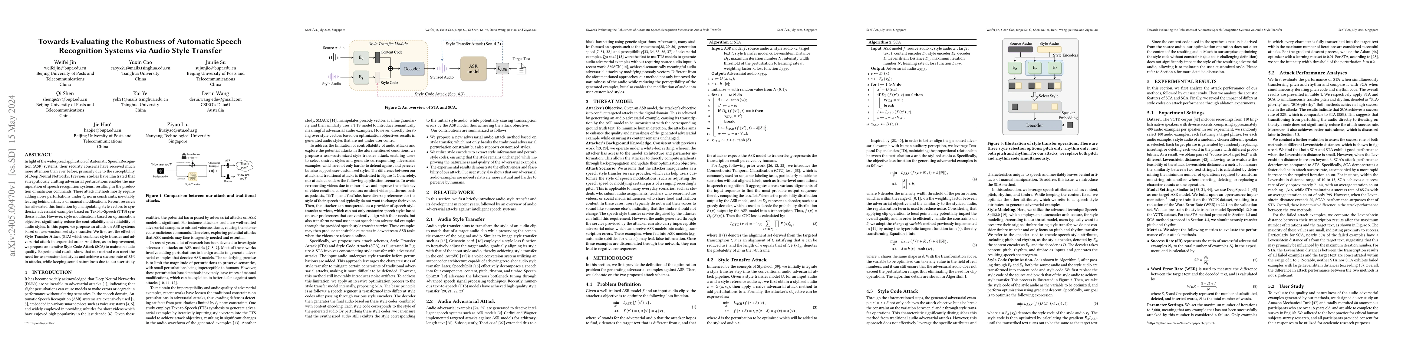 Thumbnail for Towards Evaluating the Robustness of Automatic Speech Recognition
  Systems via Audio Style Transfer
