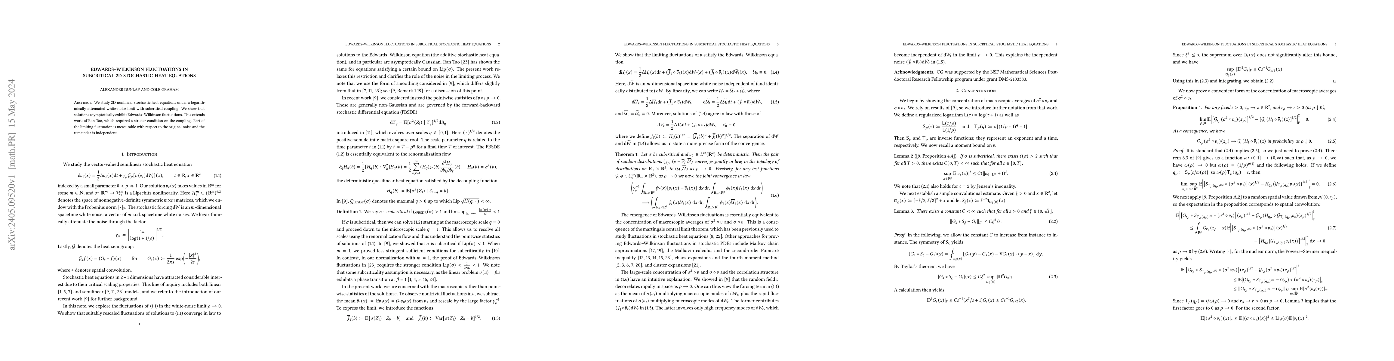 Thumbnail for Edwards-Wilkinson fluctuations in subcritical 2D stochastic heat
  equations