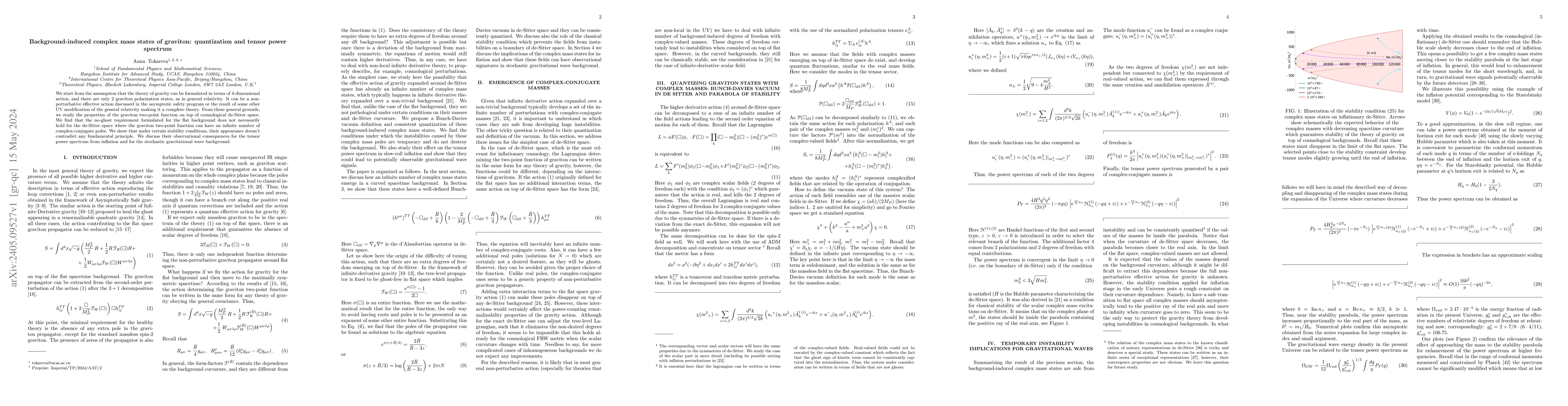 Thumbnail for Background-induced complex mass states of graviton: quantization and
  tensor power spectrum