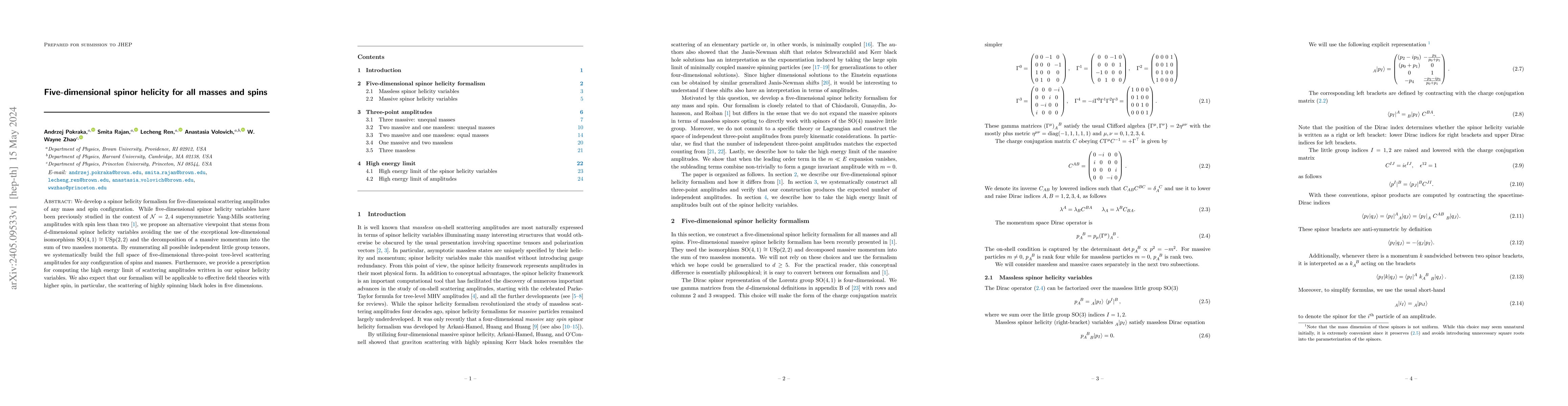 Thumbnail for Five-dimensional spinor helicity for all masses and spins