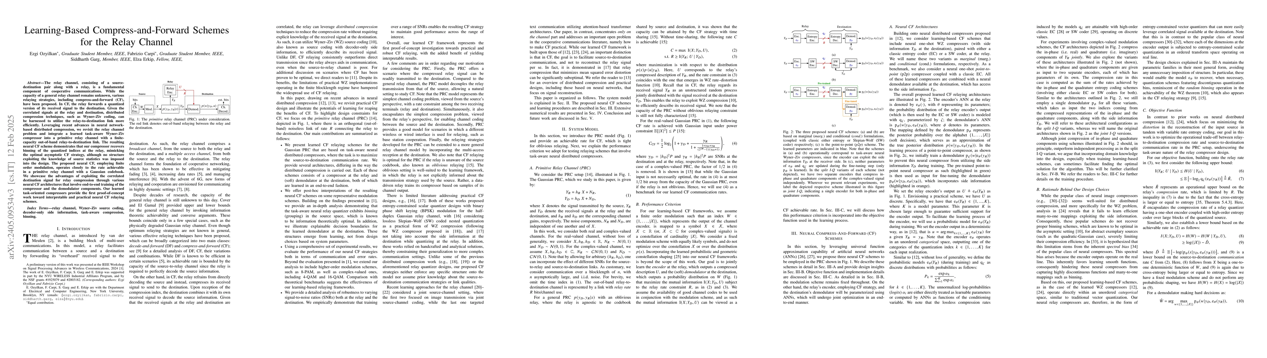 Thumbnail for Learning-Based Compress-and-Forward Schemes for the Relay Channel